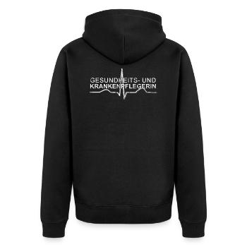 Gesundheits- und Krankenpflegerin Krankenschwester - Unisex Premium Bio Zip Hoodie - Schwarz - Hinten - Nico (187cm)