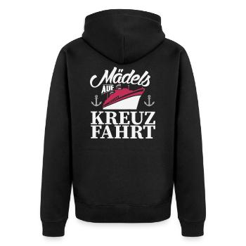 Kreuzfahrt Schiff Spruch - Unisex Premium Bio Zip Hoodie - Schwarz - Hinten - Nico (187cm)