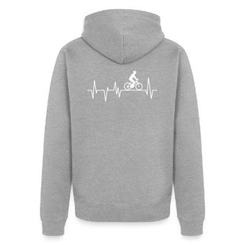 Radsport - Unisex Premium Bio Zip Hoodie - Grau meliert - Hinten - Nico (187cm)