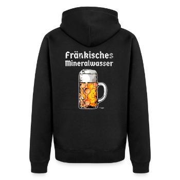 Franken Biertrinker Geschenkidee fränkisch Wasser - Unisex Premium Bio Zip Hoodie - Schwarz - Hinten - Nico (187cm)