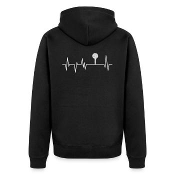 Golf Golfer Herzschlag Golfspieler Golfen Sport - Unisex Premium Bio Zip Hoodie - Schwarz - Hinten - Nico (187cm)