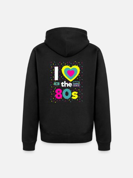 I Love the 80s Retro Theme Party jaren negentig - Uniseks Premium bio ziphoodie - zwart