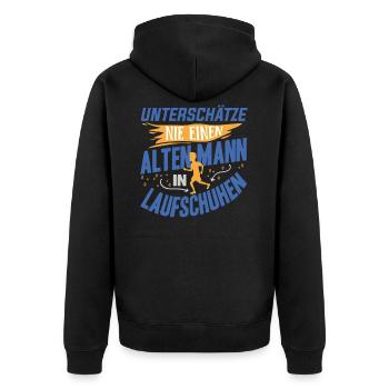Joggen Spruch Jogging Laufen Marathon - Unisex Premium Bio Zip Hoodie - Schwarz - Hinten - Nico (187cm)