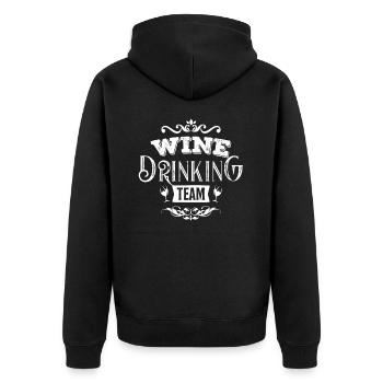 Wine drinker team wine vino wine bottle wine glass - Unisex Premium Organic Zip Hoodie - black - Back - Nico (187cm)