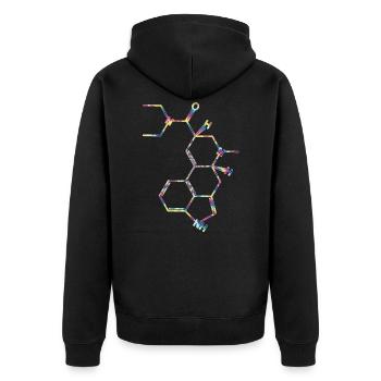 LSD Strukturformel Acid Molekül Albert Hofmann - Unisex Premium Bio Zip Hoodie - Schwarz - Hinten - Nico (187cm)