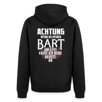 Bart Spruch Bartträger Schnurrbart - Unisex Premium Bio Zip Hoodie - Schwarz - Hinten - Nico (187cm)