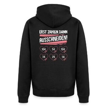 Junggesellenabschied Spruch - Unisex Premium Bio Zip Hoodie - Schwarz - Hinten - Nico (187cm)