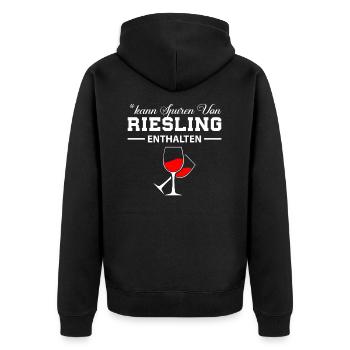 Kann Spuren von Riesling enthalten Wein Spruch - Unisex Premium Bio Zip Hoodie - Schwarz - Hinten - Nico (187cm)