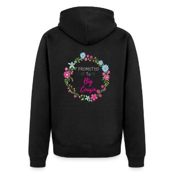 Großer Cousin Cousine Cousinchen Familie Verwandt - Unisex Premium Bio Zip Hoodie - Schwarz - Hinten - Nico (187cm)