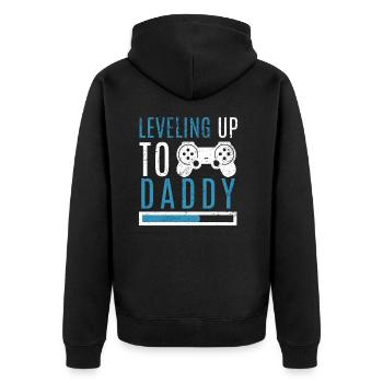 Daddy Level Up Expector-to-be Parents Kids Gamer - Unisex Premium Organic Zip Hoodie - black - Back - Nico (187cm)