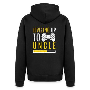 Level Up Onkel Familie Neffe Kind Schwangerschaft - Unisex Premium Bio Zip Hoodie - Schwarz - Hinten - Nico (187cm)