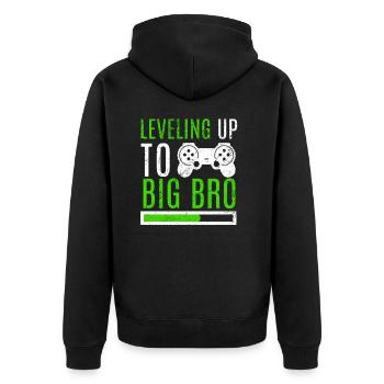 Großer Bruder Level Up Brüder Familie Neugeborenes - Unisex Premium Bio Zip Hoodie - Schwarz - Hinten - Nico (187cm)