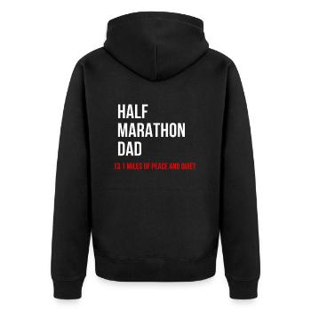 Halbmarathonlauf Papa Dad 13.1 Miles Ruhe Laufen - Unisex Premium Bio Zip Hoodie - Schwarz - Hinten - Nico (187cm)