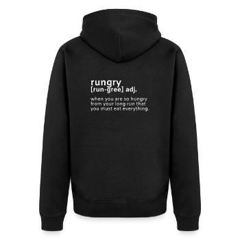 Rungry Running Hungry Hungry Running Sport Saying - Unisex Premium Organic Zip Hoodie - black - Back - Nico (187cm)