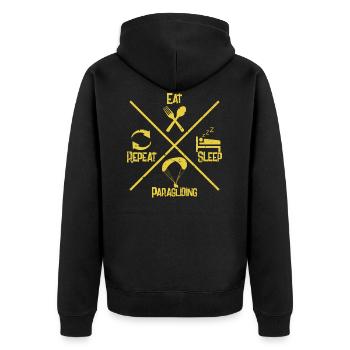 Eating Sleep Paragliding - Unisex Premium Organic Zip Hoodie - black - Back - Nico (187cm)
