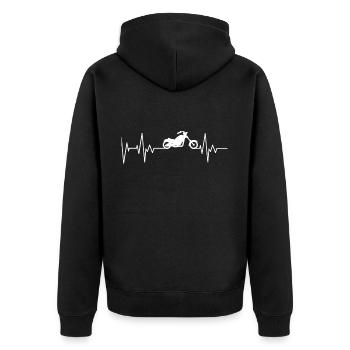 Chopper moto ECG battement cardiaque motocycliste - Veste à capuche bio Premium Unisexe - noir - Dos - Nico (187cm)