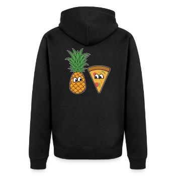 Pizza - Unisex Premium Organic Zip Hoodie - black - Back - Nico (187cm)