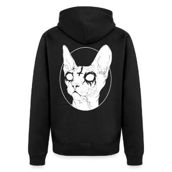 Black Metal Sphynx Cat I Goth and Death Metal T-Sh - Unisex Premium Organic Zip Hoodie - black - Back - Nico (187cm)