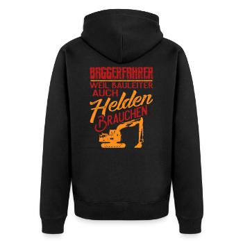 Bagger Spruch Baggerfahrer Baggern - Unisex Premium Bio Zip Hoodie - Schwarz - Hinten - Nico (187cm)