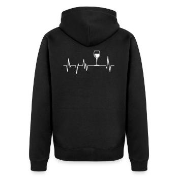 Wein - Unisex Premium Bio Zip Hoodie - Schwarz - Hinten - Nico (187cm)