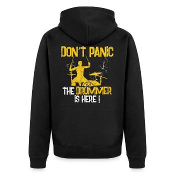 Drummer is not afraid - Unisex Premium Organic Zip Hoodie - black - Back - Nico (187cm)