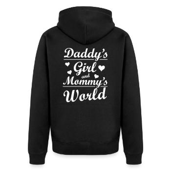 Papa fille monde de maman dit nouveau né fille - Veste à capuche bio Premium Unisexe - noir - Dos - Nico (187cm)