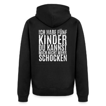 Fünf Kinder Schocken Lustiger Spruch Eltern Schock - Unisex Premium Bio Zip Hoodie - Schwarz - Hinten - Nico (187cm)
