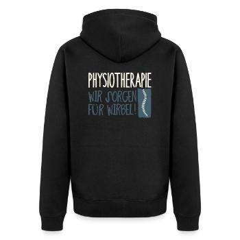 Physiotherapeut - Unisex Premium Bio Zip Hoodie - Schwarz - Hinten - Nico (187cm)
