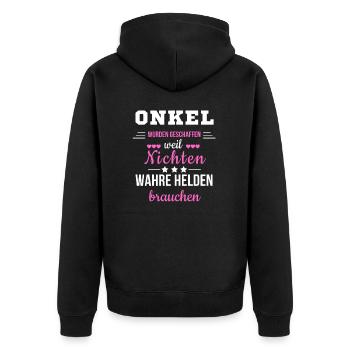 Onkel Nichten Spruch Familie Helden Vorbild Family - Unisex Premium Bio Zip Hoodie - Schwarz - Hinten - Nico (187cm)