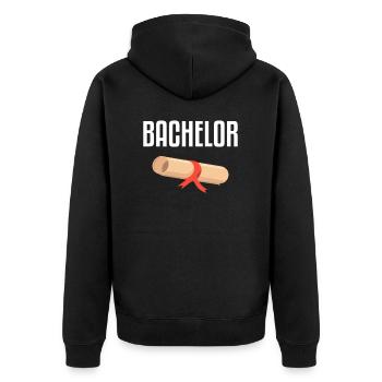 Student - Unisex Premium Bio Zip Hoodie - Schwarz - Hinten - Nico (187cm)