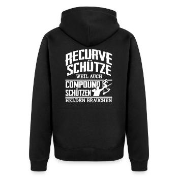 Bogenschießen Bogenschütze Bogen - Unisex Premium Bio Zip Hoodie - Schwarz - Hinten - Nico (187cm)