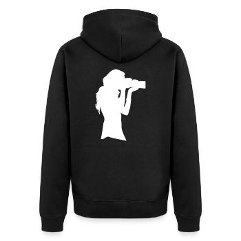 Fotograf - Unisex Premium Bio Zip Hoodie - Schwarz - Hinten - Nico (187cm)