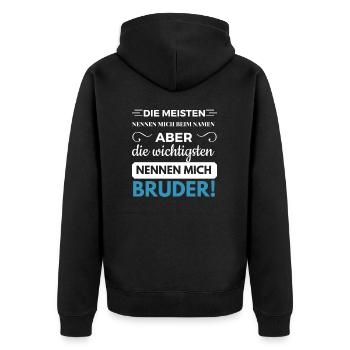 Frère cœur famille frère dire frères et soeurs Brudi - Veste à capuche bio Premium Unisexe - noir - Dos - Nico (187cm)