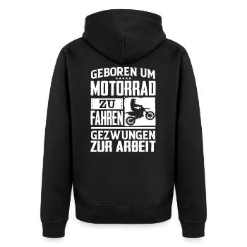 Motorcycle Motorcyclist Motorcycling gear - Unisex Premium Organic Zip Hoodie - black - Back - Nico (187cm)
