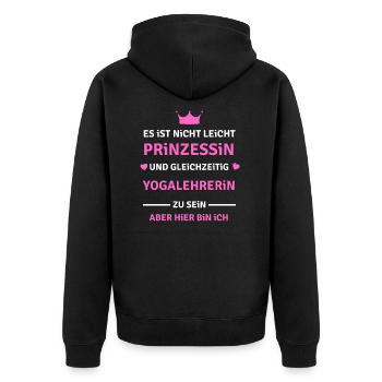 Prinzessin & Yogalehrerin Yoga Spruch Mädchen - Unisex Premium Bio Zip Hoodie - Schwarz - Hinten - Nico (187cm)