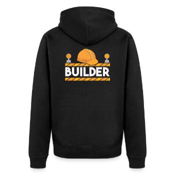 BAUArbeiter - Unisex Premium Bio Zip Hoodie - Schwarz - Hinten - Nico (187cm)