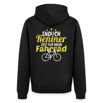 Radfahren im Ruhestand Fahrrad Sprüche Rentner - Unisex Premium Bio Zip Hoodie - Schwarz - Hinten - Nico (187cm)