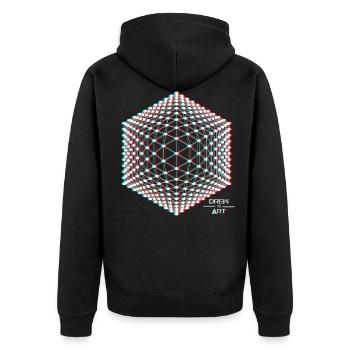 Techno / trance / illusion / DREW ART - Veste à capuche bio Premium Unisexe - noir - Dos - Nico (187cm)