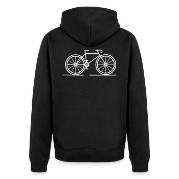 Bike Tour Fit mit dem Fahrrad - Unisex Premium Bio Zip Hoodie - Schwarz - Hinten - Nico (187cm)