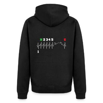 Motorrad Herzschlag Gangschaltung Schaltung Bike - Unisex Premium Bio Zip Hoodie - Schwarz - Hinten - Nico (187cm)