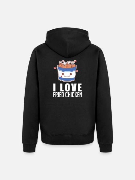 I Love Fried Chicken Crips Drumstick Bucket Funny - Unisex Premium Organic Zip Hoodie - black