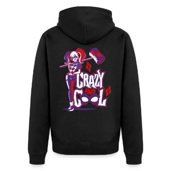 DC Super Hero Girls Harley Quinn Mallet - Unisex Premium Organic Zip Hoodie - black - Back - Nico (187cm)