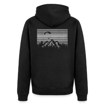 Retro paragliding over the mountains - Unisex Premium Organic Zip Hoodie - black - Back - Nico (187cm)