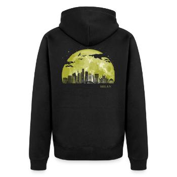 MILAN Moon Light Nuit Etoiles Skyline - Veste à capuche bio Premium Unisexe - noir - Dos - Nico (187cm)