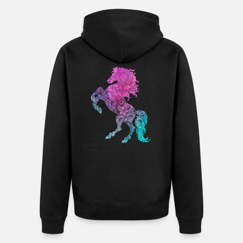 Cheval sauvage Mandala Attrape-rêves - Veste à capuche bio Premium Unisexe - noir