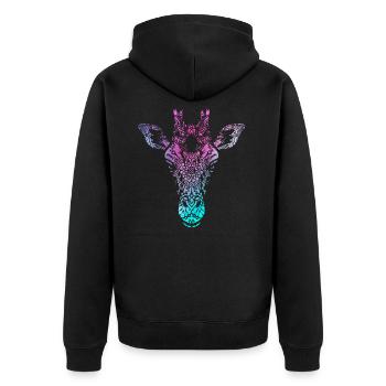Giraffe vintage mandala dessin - Veste à capuche bio Premium Unisexe - noir - Dos - Nico (187cm)