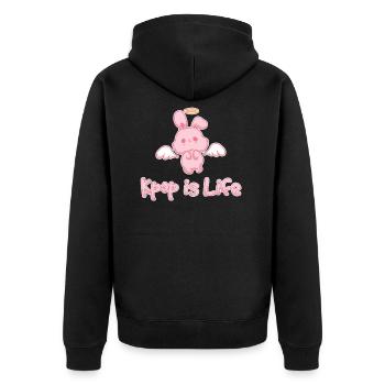 Kpop Is Life Bunny Oppa Korean Artist Fans Cute - Unisex Premium Organic Zip Hoodie - black - Back - Nico (187cm)