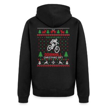 Ugly Downhill Christmas Geschenk - Unisex Premium Bio Zip Hoodie - Schwarz - Hinten - Nico (187cm)