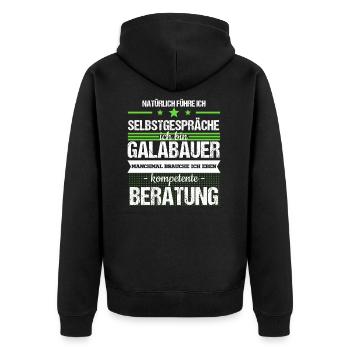 Galabauer Galabau Landschaftsgärtner Spruch Beruf - Unisex Premium Bio Zip Hoodie - Schwarz - Hinten - Nico (187cm)
