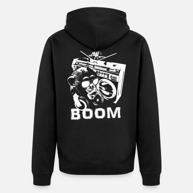 White Monkey Boombox - Unisex Premium Bio Zip Hoodie - Schwarz